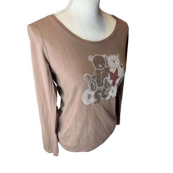 MOSCHINO Teddy Bears Long Sleeve Tee Shirt Oscar! Designer Bling Sz Small - Picture 2 of 6